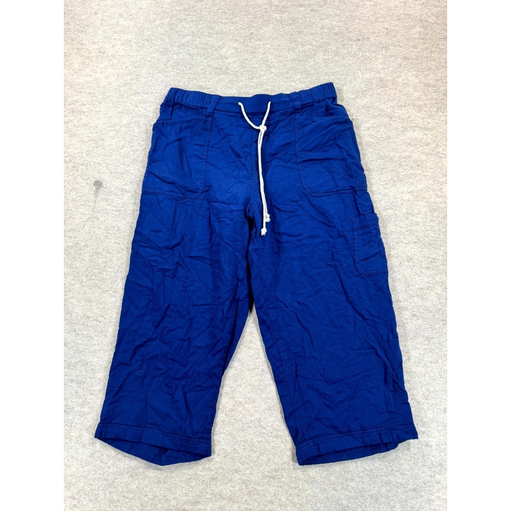 Gloria Vanderbilt Capri Pants Womens Medium Blue Cotton High Rise Drawstring